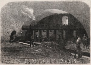 Les egouts de Paris: la grande chambre et les ateliers de forge pont Notre Dame - Gravure in 