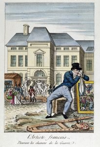 Louvre: De Franse kunstenaar treurt om de kansen van oorlog, gravure uit de 19e eeuw door Unknown artist