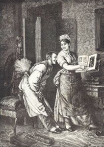 Dienstmeid neemt vrijheden en wordt afgeluisterd door meesteres van het huis door Unknown artist