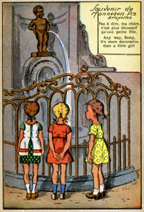 Manneken Pis in Brussels, c.1950 (print) door Unknown Artist
