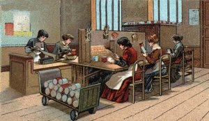 Vuurwerkproductie. Chromolithografie van het einde van de 19e eeuw door Unknown artist