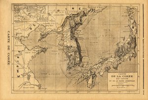 Kaart van Korea, Japan en Oost-China. Gravure in "Le petit journal" 3/09/1894. Selva