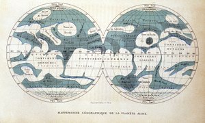 Kaart van de planeet Mars - in "Populaire astronomie" door Camille Flammarion, ed. Marpon & Flammarion door Unknown artist