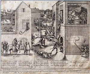 Bloedbad van Sint-Bartholomeüs in Parijs op de nacht van 24 augustus 1572 door Unknown artist