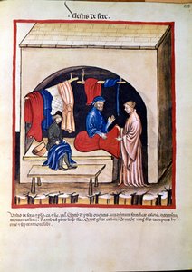 Handel in medicijnen: "zijde kledinghandelaar" Pagina uit "Tacuinum sanitatis" (Cod. ser. nov. 2644) Rond 1400