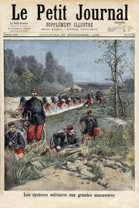 Militaire fietsers bij de grote manoeuvres