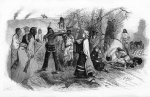 Miss Josephine Meeker, gevangengenomen met haar moeder door de Amerikaanse Indianenopstanden in 1880 door Unknown artist