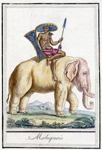 Molukse man op een olifant (Molukken, Indonesië) door Unknown artist