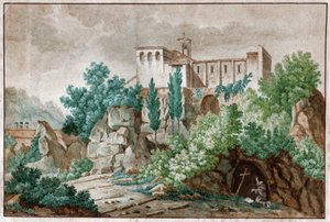 Klooster in Italië. (aquarel, circa 1850) door Unknown artist