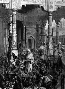 Aaptempel in Varanasi (voorheen Benares) in 1877.
