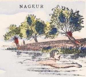 N: zwemmer door Unknown artist