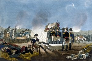 Napoleon I Bonaparte slaapt in het bivak aan de vooravond van de Slag bij Austerlitz op 1 december 1805
