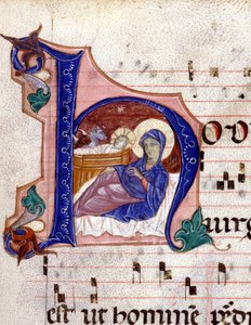 Geboorte. 14e-eeuws koorboek