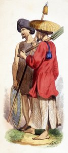 Natuurlijke (Vietnamese inheemse) en Cochinese soldaat. Vietnam ca. 1840. door Unknown artist