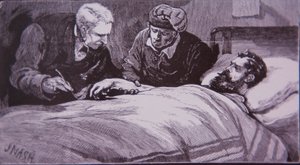Ned Kelly ligt gewond in het gevangenisziekenhuis in Melbourne na te zijn gevangengenomen door de politie op 28 juni 1880 door Unknown artist