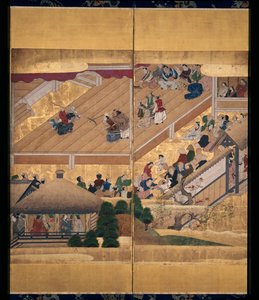 Noh Spel: Funa Benkei (zesdelig scherm) door Unknown artist