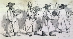 Notabele van het dorp Sbin Po (Kree) tijdens een wandeling (eind 19e eeuw) door Unknown artist