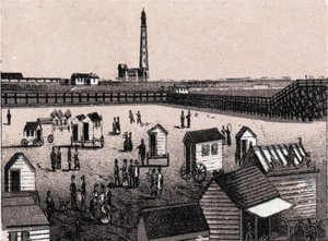 Oostende, België: uitzicht op de oostbaden en haven in 