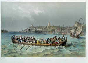 Ottomaanse Rijk: omnibusboot in Constantinopel (Istanbul). Lithografie uit de 19e eeuw. Decoratieve Kunsten, Parijs
