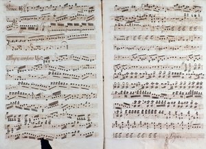Pagina van de muzikale partituur van "Grote symfonie" door Christian Cannabich door Unknown artist