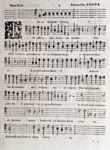Pagina van de partituur van Psalmen (op 16) door Ludovico Viadana door Unknown artist