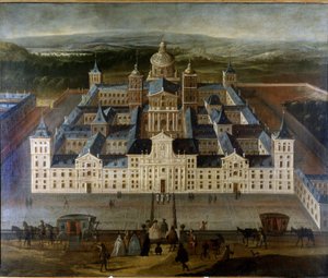 Schilderij van het paleis van Escorial in Spanje