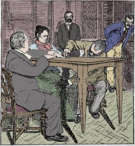Paranormale verschijnselen: ervaring van het optillen van een tafel in Milaan in 1892 in aanwezigheid van het medium Eusapia Paladino en Cesare Lombroso (1835-1909) en Charles Richet (1835-1909). door Unknown artist
