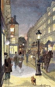 Parijs bij nacht, illustratie eind 19e eeuw
