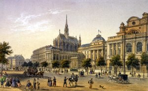 Parijs: zicht op het Paleis van Justitie, gravure eerste helft 19e eeuw door Unknown artist