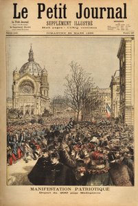Patriottische demonstratie in Parijs, voor het vertrek van het 200e regiment naar Madagaskar. Gravure in 