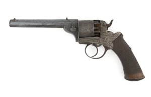 Percussie zijhamer revolver, mogelijk .38 inch kaliber, ca. 1860s door Unknown artist