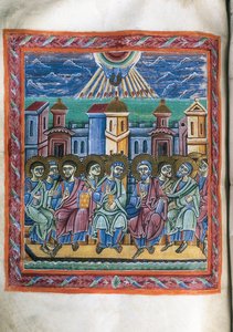 Pinksteren, uit manuscript door Unknown artist