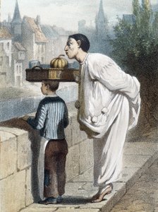 Pierrot ruikt aan een vrucht door Unknown artist