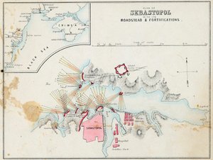 Plan van Sebastopol met de vestingwerken en wallen, Krim