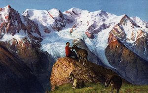 Planpraz, uitzicht op de Mont Blanc, Chamonix door Unknown Artist