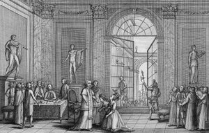 Paus Pius VI ontvangt twee dochters van Lodewijk XV (Madame Marie Adelaide en Madame Marie Therese Victoire de France) in 1791 - gravure