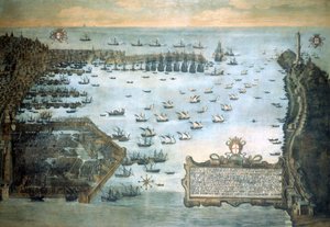 Haven van Genua in 1597. Museo Navale de Genova - Pegli.
