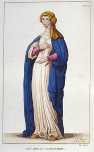Portret van Adelaide van Vermandois (1065-1024). Capetingische dynastie. Gravure uit 1830.