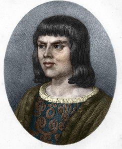 Portret van Alain Chartier. Franse diplomaat en schrijver (1385 tot 1433). Secretaris van de toekomstige Karel VII. 19e-eeuwse gravure.