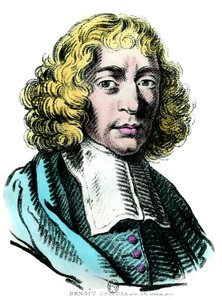 Portret van Baruch de Spinoza (1632 - 1677) Nederlandse filosoof, ook bekend als Bento de Espinosa of Benedictus de Spinoza of Benoit de Spinoza. Gravure van de 17e eeuw door Unknown artist