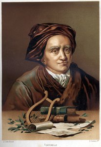 Portret van Bernard Le Bouyer (Le Bovier) de Fontenelle (1657-1757). Chromolithografie eind 19e eeuw. gebaseerd op 