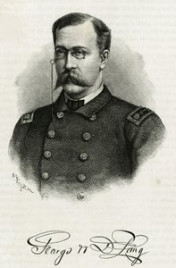 Portret van Kapitein Georges Washington De Long (1844-1881) van de bemanning van La Jeannette, voor de missie naar de noordpool. Gravure ter illustratie van 