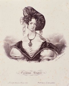 Portret van Caroline Ungher (gravure) door Unknown artist