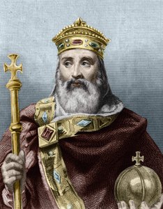 Portret van Karel de Grote (742 - 814), Koning van Frankrijk - in Histoire des Français door Lavallée, gravure.