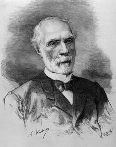 Portret van Charles de Freycinet (1828 - 1923), voorzitter van de Raad van Ministers. Gravure van de 19e eeuw door Unknown artist