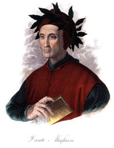 Portret van Dante (1265-1321), Italiaanse dichter, gravure 19e eeuw door Unknown artist