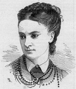 Portret van Dinah Felix (Dinah-Felix), Franse komiek, lid van de Comedie Francaise van 1862 tot 1882. Gravure in Le Monde Illustré nr. 1168 van 16 augustus door Unknown artist