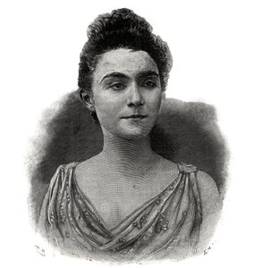 Portret van Emma Laure Esther Guilbert, alias Yvette Guilbert (1865-1944) Franse zangeres van het café-concert - Gravure uit 1892 door Unknown artist
