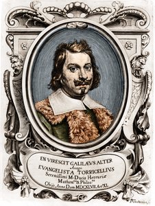 Portret van Evangelista Torricelli of Toricelli (1608 - 1647), Italiaanse natuurkundige. Gravure van de 17e eeuw. door Unknown artist