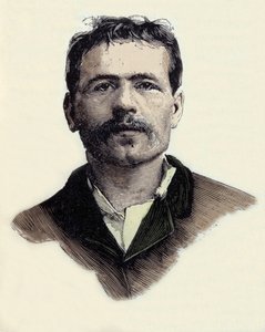 Portret van Francois Claudius Koenigstein (1859-1892), Franse anarchistische terroristische activist. Gravure uit de 19e eeuw door Unknown artist